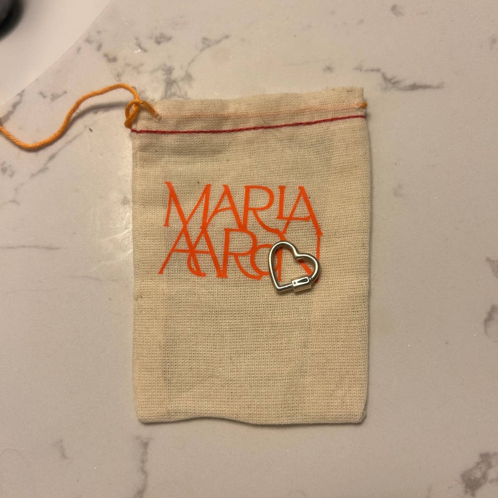Marla Aaron Heart Lock “Lock Your Mom” Sterling Silver Carabiner Charm - Picture 5 of 5